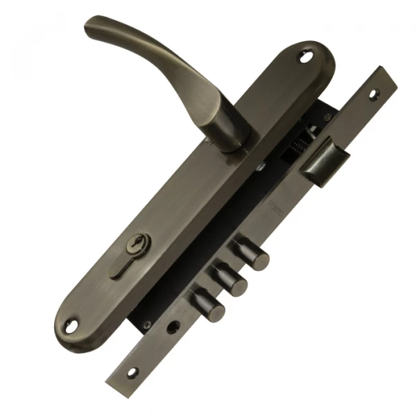 Фото Замок цилиндровый в комплекте с ручкой LOCKSET90.CRONA.4585-3 (KIT P90 4585/3 CRONA) AB бронза